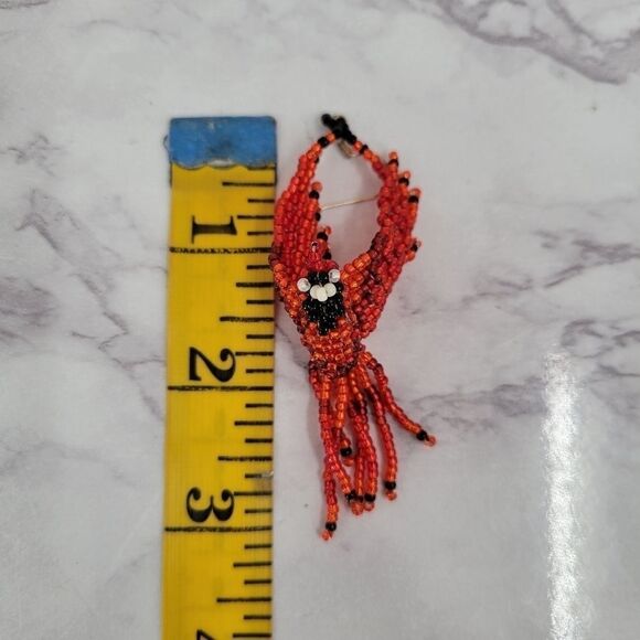 Handcrafted Beaded Cardinal Red Bird Necklace and Earrings Great Gift - Picture 7 of 13
